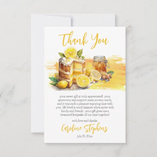 Lemon Zest Luscious Lemon Cake | Ginger Tea Dankeskarte (Vorderseite)