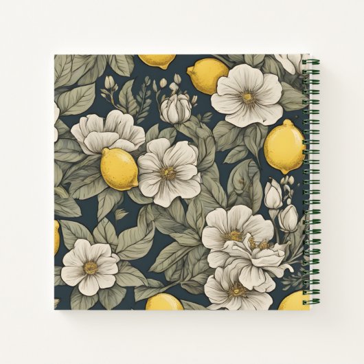 Lemon Zest und Blumennotizen: Square Notebook Notizblock (Rückseite)
