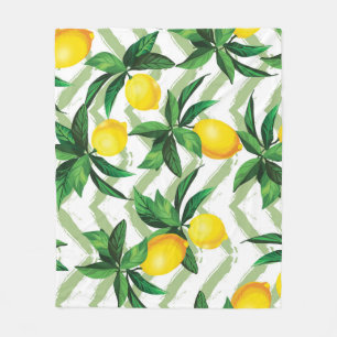 Lemon Zickzack: Vintages handgezeichnet Muster. Fleecedecke