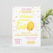 Lemon, Zitronenmädchen 2. Geburtstag einladen. Einladung (Stehend Vorderseite)