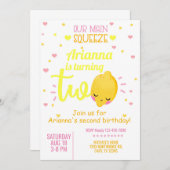 Lemon, Zitronenmädchen 2. Geburtstag einladen. Einladung (Vorne/Hinten)