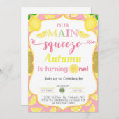 Lemon, Zitronenmädchen Einladung zum ersten Geburt (Vorne/Hinten)