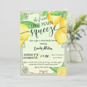 Lemon Zitrus virtuelle Brautdusche Einladung (Stehend Vorderseite)