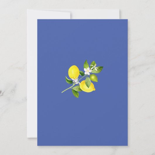 Lemon Zweig und blaues Mosaik Aquarell Zweig und Einladung (Rückseite)