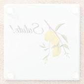 Lemon Zweigdesign mit Salute! Glasuntersetzer (Rückseite)