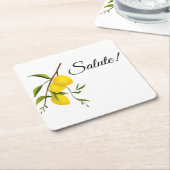 Lemon Zweigdesign mit Salute! Rechteckiger Pappuntersetzer (angewinkelt)