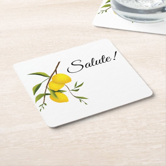 Lemon Zweigdesign mit Salute! Rechteckiger Pappuntersetzer (angewinkelt)