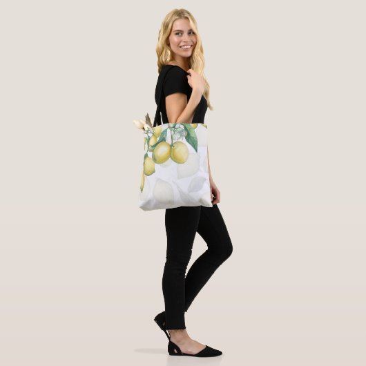 Lemon Zweige Weiß & Gelb Land Rustikaler Chic Tasche (Am Model)