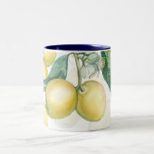 Lemon Zweige Weiß & Gelb Land Rustikaler Chic Zweifarbige Tasse (Mittel)