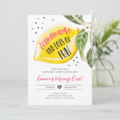 Lemonade and Lots Lemon Girl Birthday Einladung (Stehend Vorderseite)