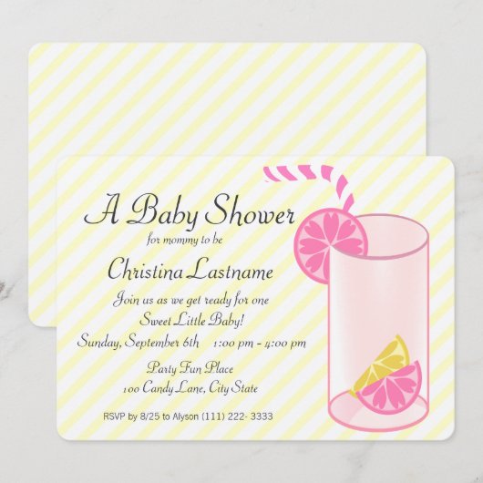 Lemonade Baby Dusche Einladung (Vorne/Hinten)