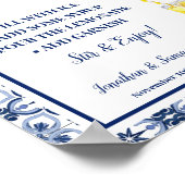 Lemonade Bar Blue Mediterranean Lemons Sign Poster (Ecke)