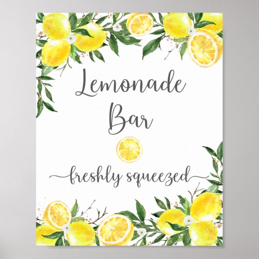 Lemonade Bar Greenerity Gold Brautparty Sign Poster (Vorne)