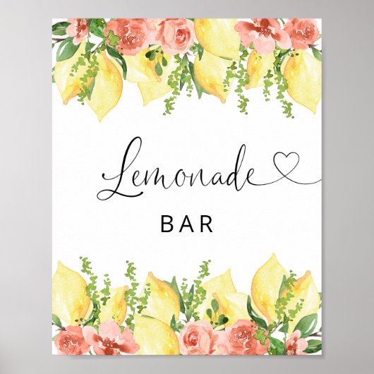 Lemonade Bar Lemon Blumenposter Poster (Vorne)