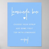 Lemonade Bar Sign for Dusche Party Blue Template Poster (Vorne)