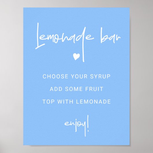 Lemonade Bar Sign for Dusche Party Blue Template Poster (Vorne)