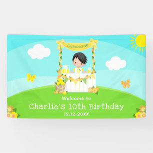 Lemonade Black Hair Boy Geburtstag Willkommen Banner