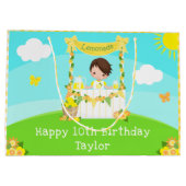 Lemonade Brown Hair Boy Happy Birthday Große Geschenktüte (Rückseite)