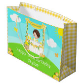 Lemonade Brown Hair Boy Happy Birthday Große Geschenktüte (Rückseite Schrägansicht)