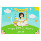 Lemonade Brown Hair Girl Happy Birthday Große Geschenktüte (Vorderseite)