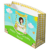Lemonade Brown Hair Girl Happy Birthday Große Geschenktüte (Rückseite Schrägansicht)