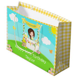 Lemonade Brown Hair Girl Happy Birthday Große Geschenktüte