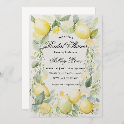 Lemonade Citrus Brautdusche Einladung (Vorne/Hinten)