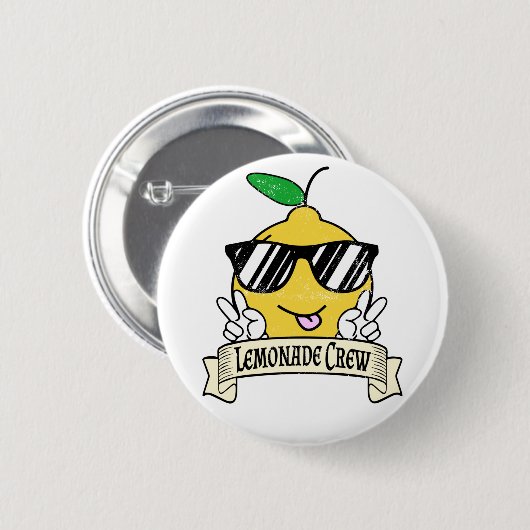 Lemonade Crew - Kawaii Peace Hand und Sonnenbrille Button (Vorne & Hinten)