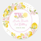 Lemonade Floral Birthday Runder Aufkleber (Vorderseite)