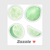 Lemonade grüne Limes Zitrusscheiben Aquarellfarben Aufkleber (Blatt)