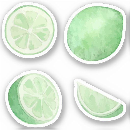 Lemonade grüne Limes Zitrusscheiben Aquarellfarben Aufkleber (Vorderseite)