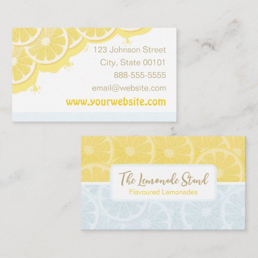 Lemonade Lemons Business Card Visitenkarte (Vorne/Hinten)