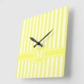 Lemonade Modern Stripe with Monogram Quadratische Wanduhr (Winkel)