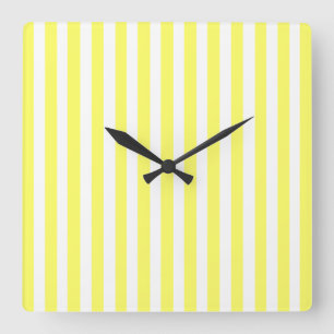 Lemonade Modern Stripes Quadratische Wanduhr