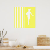 Lemonade Moderne Streifen mit Mode-Silhouette Poster (Küche)