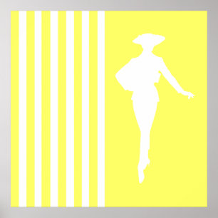 Lemonade Moderne Streifen mit Mode-Silhouette Poster