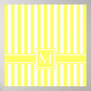 Lemonade Moderner Streifen mit Monogramm Poster
