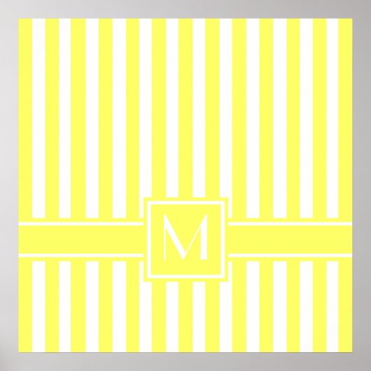 Lemonade Moderner Streifen mit Monogramm Poster (Vorne)