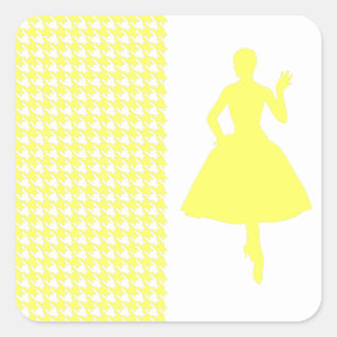 Lemonade Modernes Hahnentrittmuster mit Mode-Silho Quadratischer Aufkleber