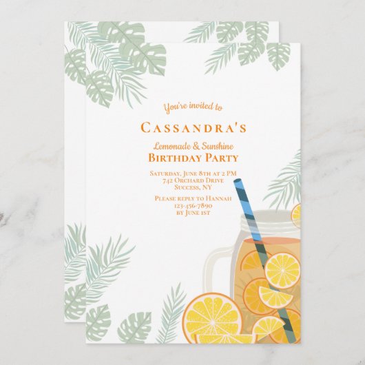 Lemonade-Party Einladung (Vorne/Hinten)