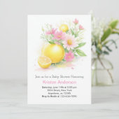 Lemonade Pink Blossom Girl Babydusche Einladung (Stehend Vorderseite)