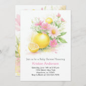 Lemonade Pink Blossom Girl Babydusche Einladung (Vorne/Hinten)