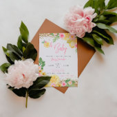 Lemonade Pink Floral Baby Dusche Einladung