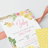 Lemonade Pink Floral Baby Dusche Einladung