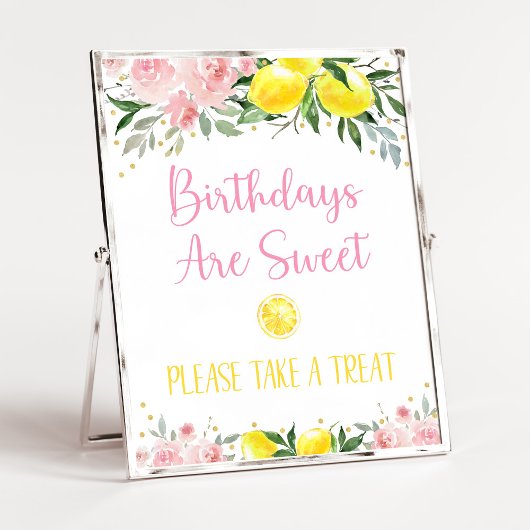 Lemonade Pink Floral Geburtstag Leckereien Untersc Poster