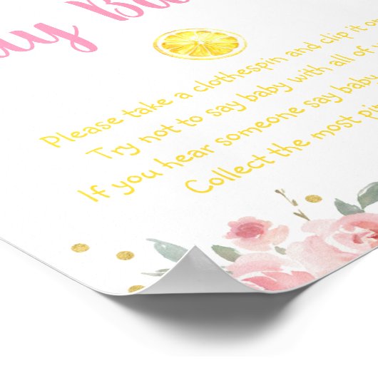 Lemonade Pink Floral Say Baby Game nicht Poster (Ecke)