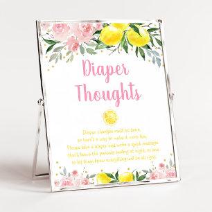 Lemonade Pink Gold Floral Baby Diaper Gedanken Poster