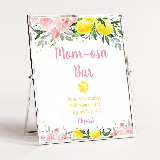Lemonade Pink Gold Floral Mimosa Bar Baby Dusche Poster