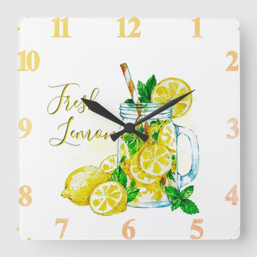 lemonade quadratische wanduhr (Vorderseite)