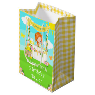 Lemonade Red Hair Girl Happy Birthday Mittlere Geschenktüte